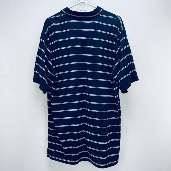 GREG NORMAN Shirt Size L Men's Navy White Striped Collared Button Front Polo - Picture 8 of 8